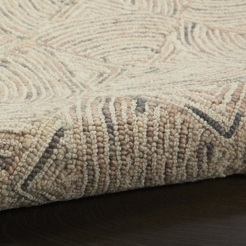8' X 11' Ivory Tan and Gray Wool Geometric Area Rug
