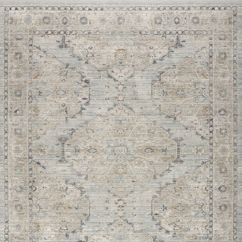 9' X 11' Beige And Ivory Floral Distressed Area Rug