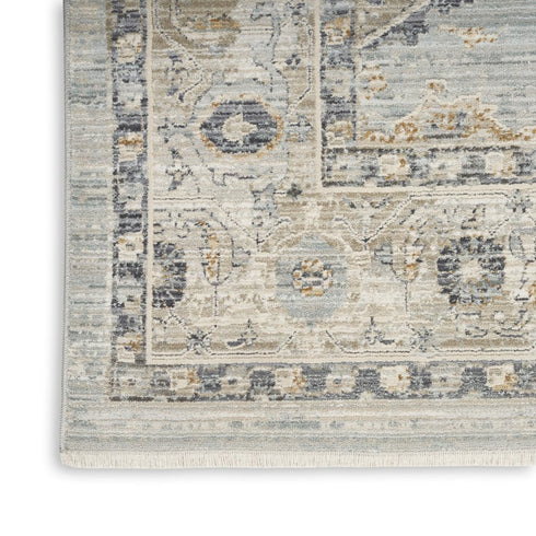 9' X 11' Beige And Ivory Floral Distressed Area Rug