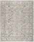 9' X 11' Beige And Ivory Floral Distressed Area Rug