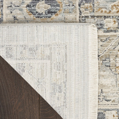 9' X 11' Beige And Ivory Floral Distressed Area Rug