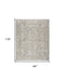 9' X 11' Beige And Ivory Floral Distressed Area Rug
