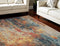 9' X 12' Navy Blue Red and Orange Abstract Non Skid Area Rug
