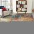 9' X 12' Navy Blue Red and Orange Abstract Non Skid Area Rug