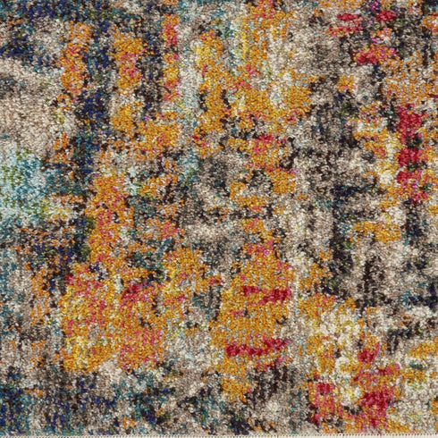 9' X 12' Navy Blue Red and Orange Abstract Non Skid Area Rug