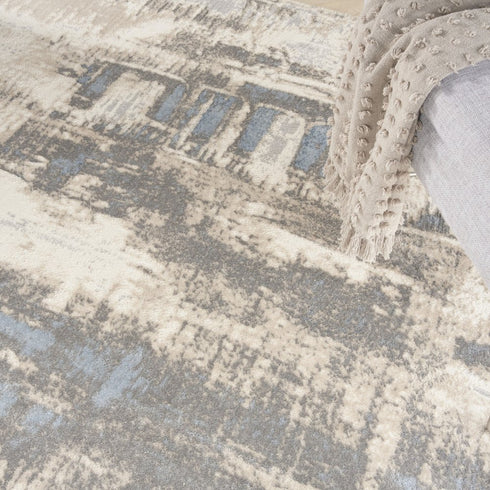 8' X 10' Beige And Gray Abstract Area Rug