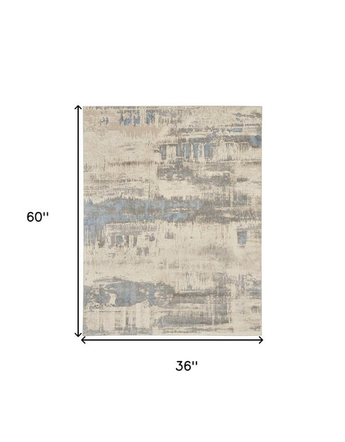 8' X 10' Beige And Gray Abstract Area Rug