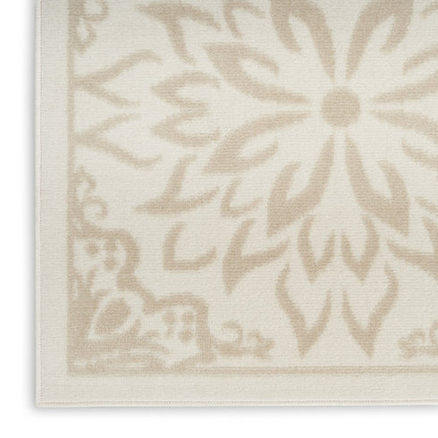 8' X 10' Beige And Ivory Floral Area Rug