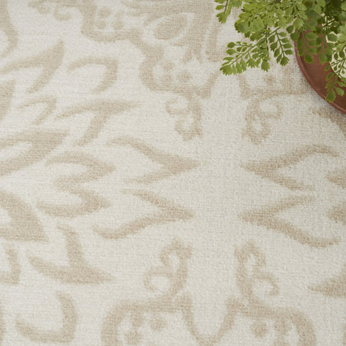 8' X 10' Beige And Ivory Floral Area Rug