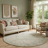 8' Beige And Green Floral Medallion Round Rug