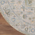 8' Beige And Green Floral Medallion Round Rug