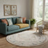 8' Beige And Bronze Floral Medallion Round Rug