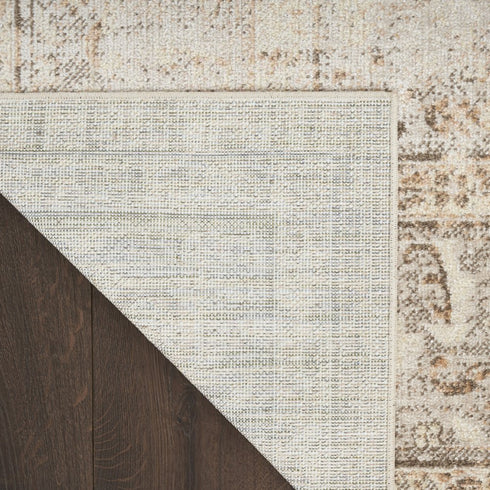 8' Beige And Brown Geometric Runner Rug