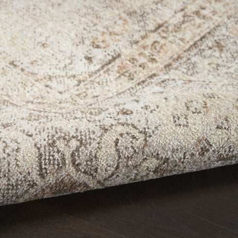 8' Beige And Brown Geometric Runner Rug
