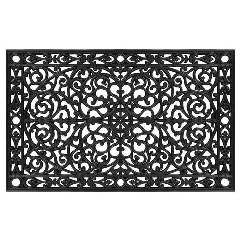 24" X 36" Black Rubber Scrollwork Outdoor Door Mat