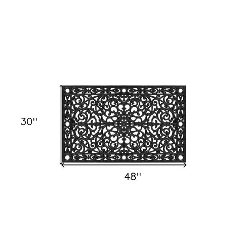 24" X 36" Black Rubber Scrollwork Outdoor Door Mat