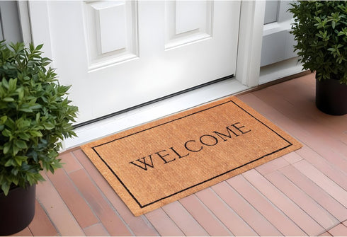 30" X 48" Natural and Black Coir Welcome Outdoor Door Mat