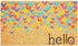 17" X 29" Natural Blue and Yellow Coir Heart Outdoor Valentine's Day Door Mat