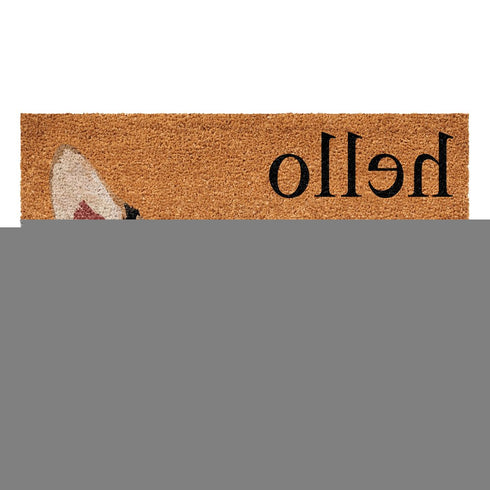 17" X 29" Natural Black and Brown Coir Welch Corgi Hello Outdoor Door Mat