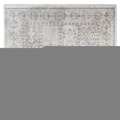 8' X 10' Ivory Oriental Distressed Area Rug With Fringe