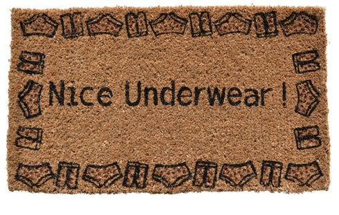 18" X 30" Brown and Black Coir Nice Underwear Outdoor Door Mat