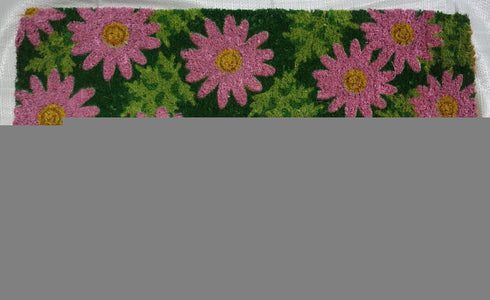 18" X 30" Pink and Green Coir Floral Outdoor Spring Door Mat