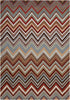 7' X 9' Red White and Brown Chevron Area Rug