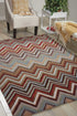 7' X 9' Red White and Brown Chevron Area Rug