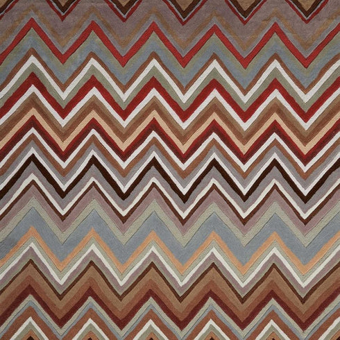 8' X 11' Red White and Brown Chevron Area Rug