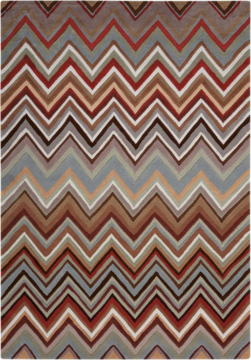 8' X 11' Red White and Brown Chevron Area Rug