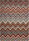 8' X 11' Red White and Brown Chevron Area Rug