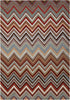 8' X 11' Red White and Brown Chevron Area Rug