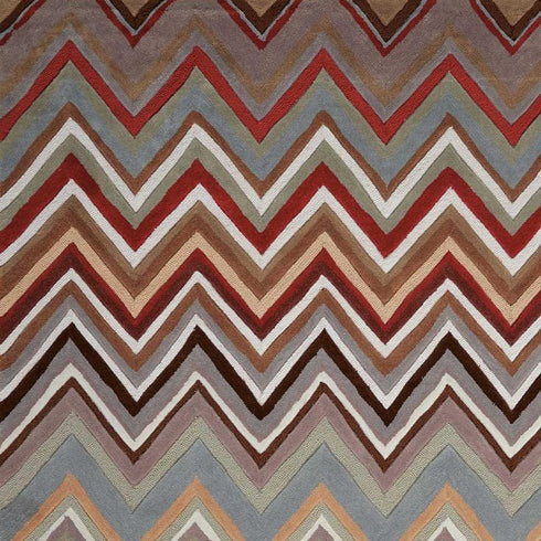 8' X 11' Red White and Brown Chevron Area Rug
