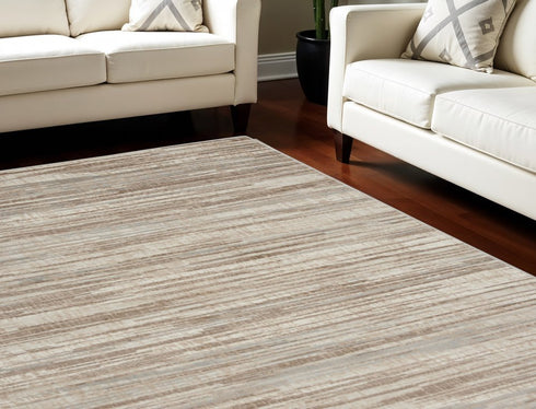8' X 11' Ivory and Gray Abstract Non Skid Area Rug