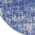 8' Ivory and Blue Abstract Distressed Round Rug