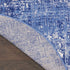 8' Ivory and Blue Abstract Distressed Round Rug