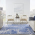 8' X 10' Ivory and Blue Abstract Distressed Area Rug