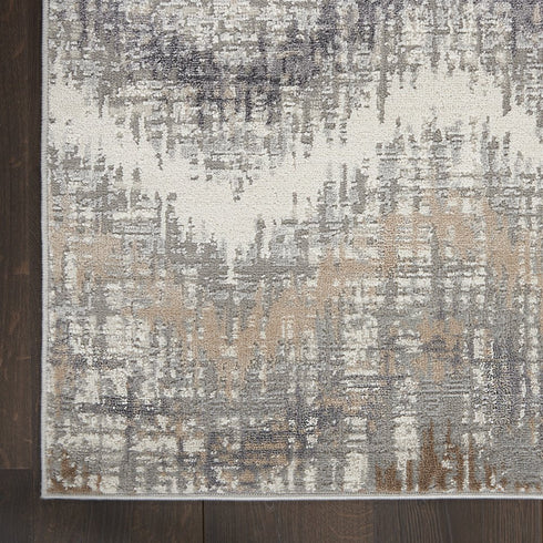 8' X 10' Ivory Gray and Brown Chevron Non Skid Area Rug
