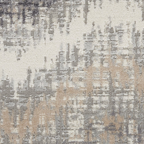 8' X 10' Ivory Gray and Brown Chevron Non Skid Area Rug