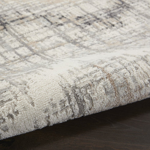 8' X 10' Ivory Gray and Brown Chevron Non Skid Area Rug
