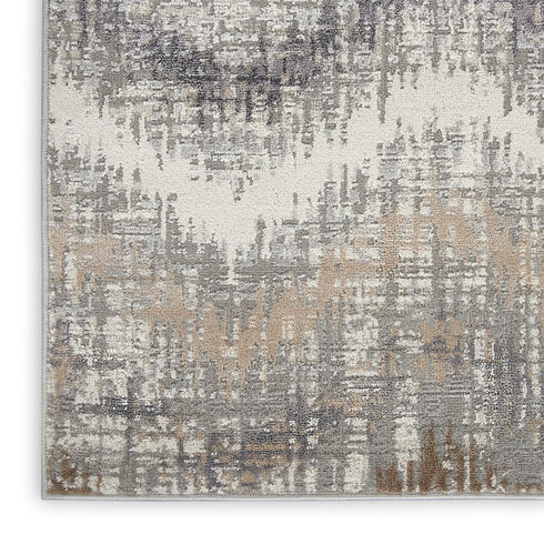 8' X 10' Ivory Gray and Brown Chevron Non Skid Area Rug