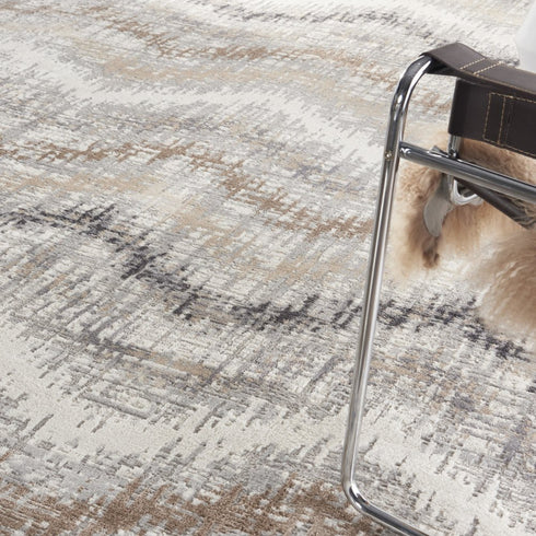 8' X 10' Ivory Gray and Brown Chevron Non Skid Area Rug