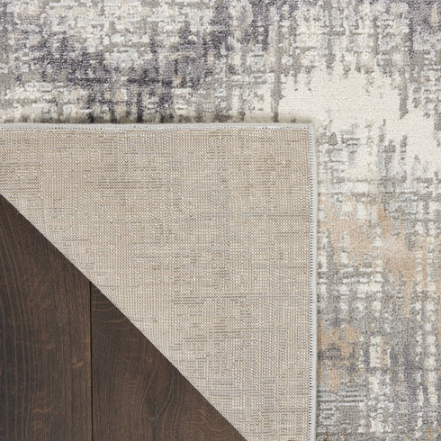 8' X 10' Ivory Gray and Brown Chevron Non Skid Area Rug
