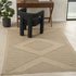8' X 10' Natural And Beige Geometric Flatweave Non Skid Area Rug With Fringe