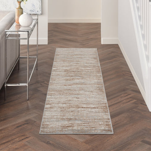 6' Ivory and Gray Abstract Non Skid Runner Rug