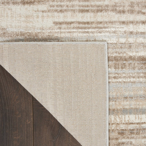 6' Ivory and Gray Abstract Non Skid Runner Rug