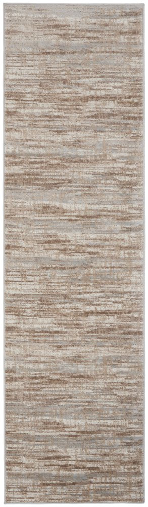6' Ivory and Gray Abstract Non Skid Runner Rug
