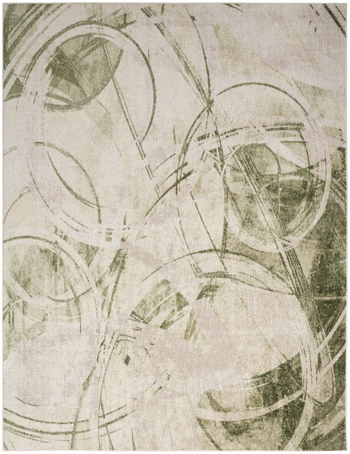 8' X 10' Green Abstract Area Rug