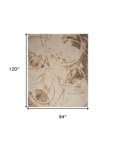 8' X 10' Beige Abstract Area Rug