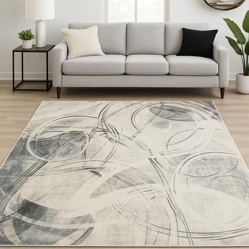 8' X 10' Blue Abstract Area Rug